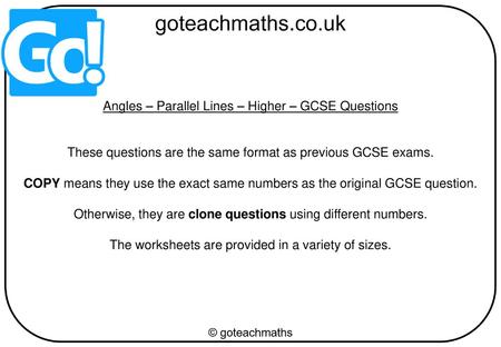 Angles – Parallel Lines – Higher – GCSE Questions