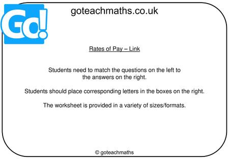 Students need to match the questions on the left to