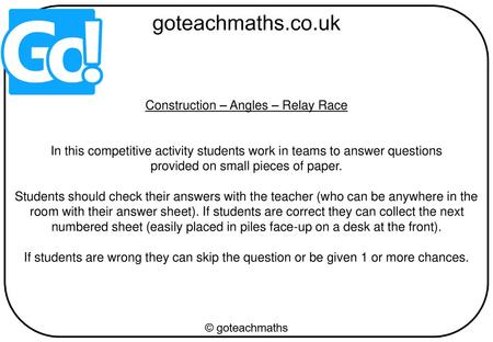 Construction – Angles – Relay Race