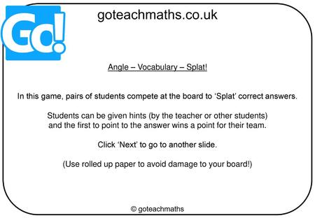 Angle – Vocabulary – Splat!