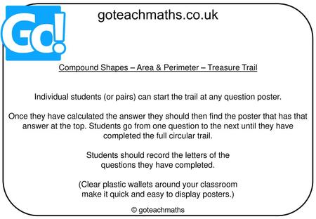 Compound Shapes – Area & Perimeter – Treasure Trail