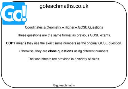 Coordinates & Geometry – Higher – GCSE Questions