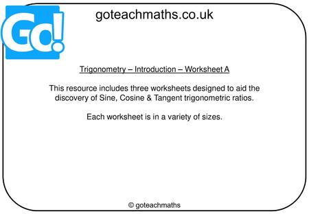 Trigonometry – Introduction – Worksheet A