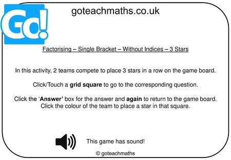 Factorising – Single Bracket – Without Indices – 3 Stars