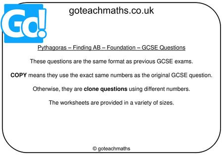 Pythagoras – Finding AB – Foundation – GCSE Questions