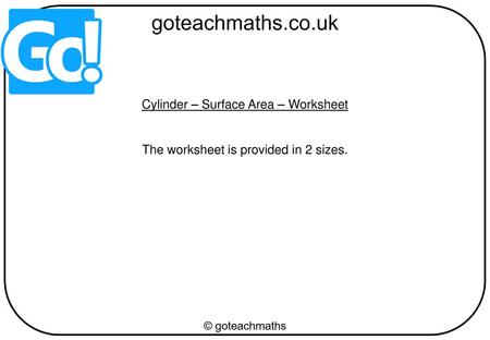 Cylinder – Surface Area – Worksheet