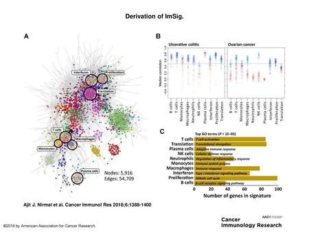 Derivation of ImSig. Derivation of ImSig. A, An example of a correlation network generated from a tissue data set where nodes represent unique genes and.