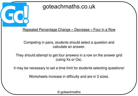 Repeated Percentage Change – Decrease – Four in a Row