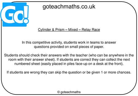 Cylinder & Prism – Mixed – Relay Race