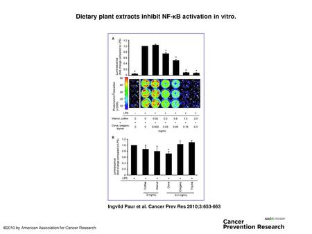 Dietary plant extracts inhibit NF-κB activation in vitro.