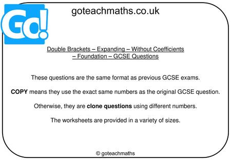 Double Brackets – Expanding – Without Coefficients