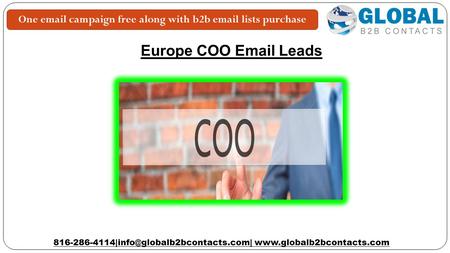 Europe COO  Leads   One  campaign free along with b2b  lists purchase.