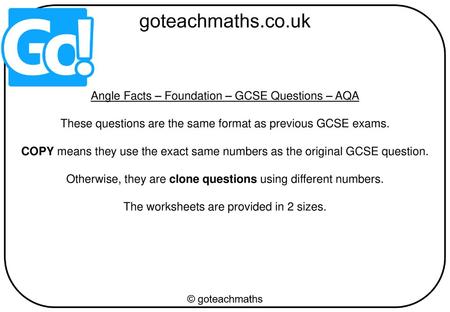 Angle Facts – Foundation – GCSE Questions – AQA