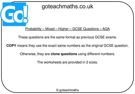 Probability – Mixed – Higher – GCSE Questions – AQA