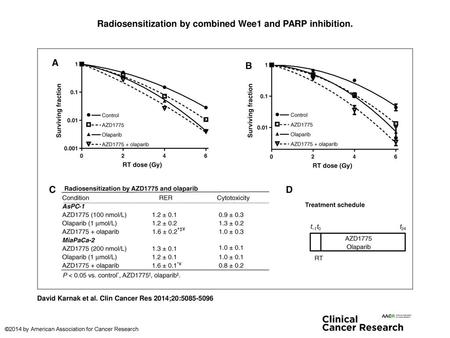 Radiosensitization by combined Wee1 and PARP inhibition.