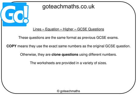 Lines – Equation – Higher – GCSE Questions