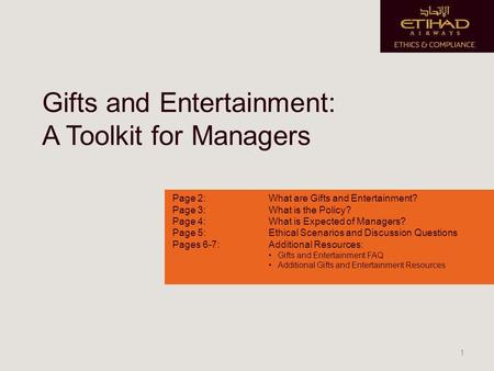 Gifts and Entertainment: A Toolkit for Managers