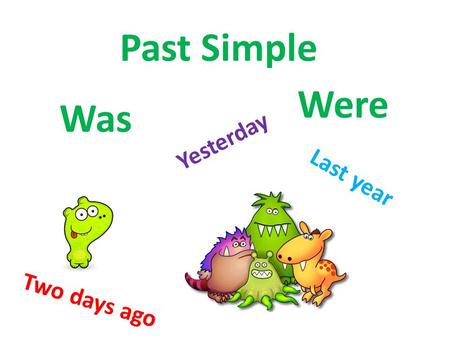 Past Simple Were Was Yesterday Last year Two days ago.