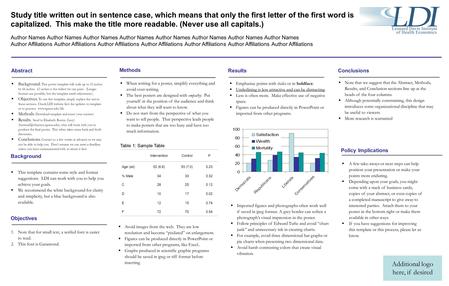 Study title written out in sentence case, which means that only the first letter of the first word is capitalized. This make the title more readable. (Never.