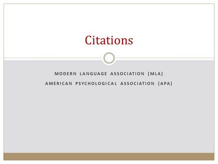 Citations Modern Language Association (MLA)