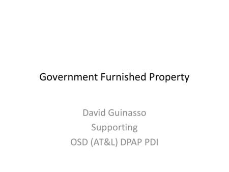 Government Furnished Property