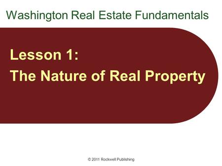 Washington Real Estate Fundamentals