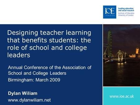 Designing teacher learning that benefits students: the role of school and college leaders Annual Conference of the Association of School and College Leaders.