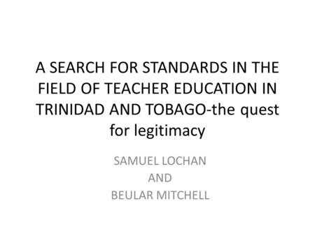 SAMUEL LOCHAN AND BEULAR MITCHELL