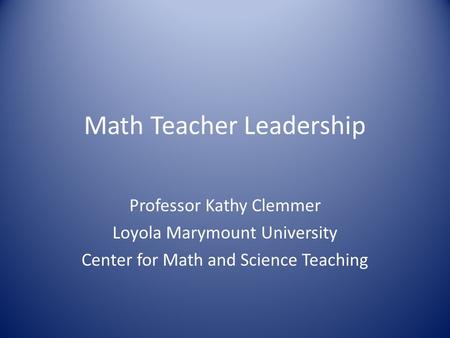 Math Teacher Leadership