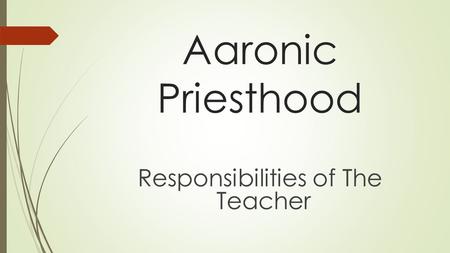 Responsibilities of The Teacher