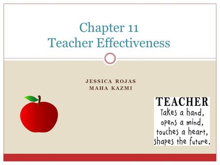 JESSICA ROJAS MAHA KAZMI Chapter 11 Teacher Effectiveness.