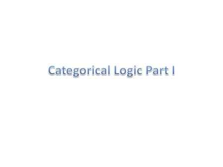 Categorical Logic Part I