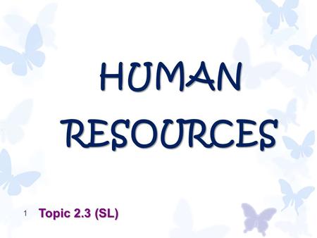 HUMAN RESOURCES Topic 2.3 (SL).