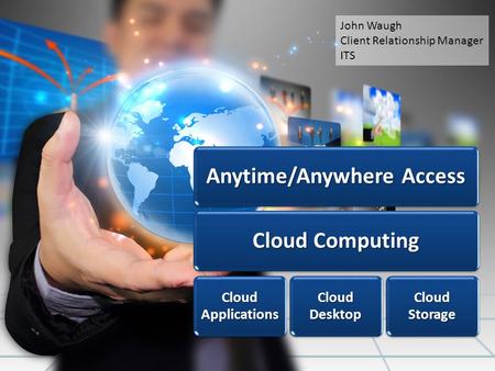 Anytime/Anywhere Access Cloud Computing Cloud Applications Cloud Desktop Cloud Storage John Waugh Client Relationship Manager ITS.