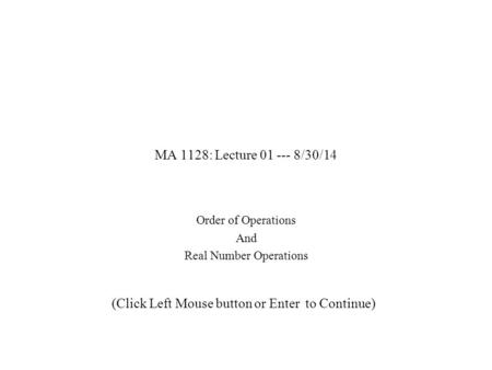 Order of Operations And Real Number Operations