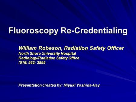 Fluoroscopy Re-Credentialing