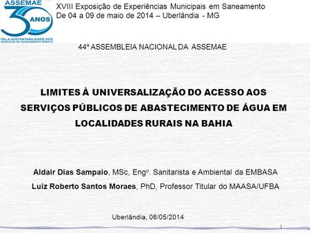 XVIII Exposição de Experiências Municipais em Saneamento