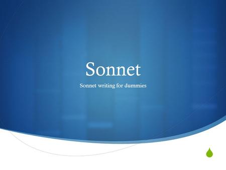 Sonnet writing for dummies