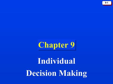 Individual Decision Making