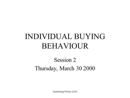 INDIVIDUAL BUYING BEHAVIOUR