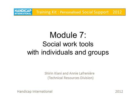 Module 7: Social work tools with individuals and groups