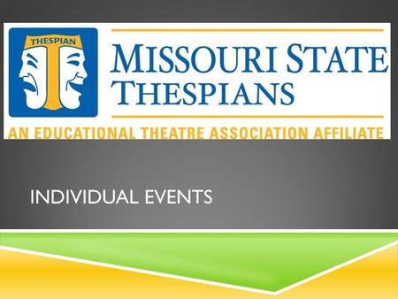 INDIVIDUAL EVENTS. MONOLOGUE  One Performer  Two Contrasting Pieces  Only one character from each play may be used  Be sure to secure performance.