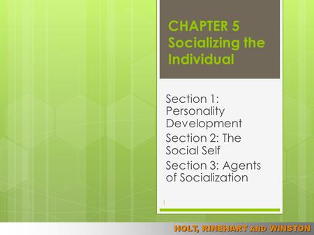 CHAPTER 5 Socializing the Individual