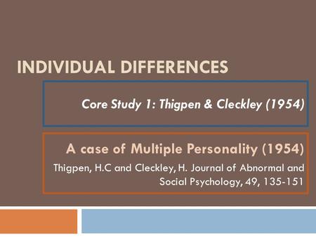 Individual Differences