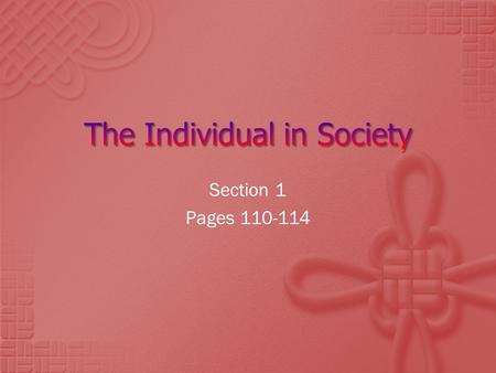 The Individual in Society