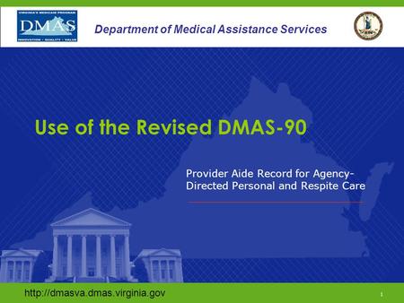 1 Department of Medical Assistance Services Provider Aide Record for Agency- Directed Personal and Respite Care