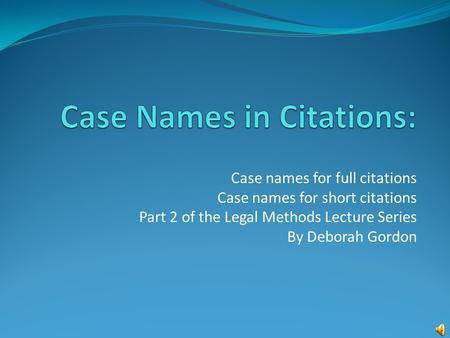 Case Names in Citations: