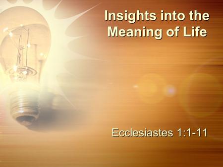 Insights into the Meaning of Life