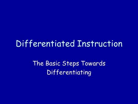 Differentiated Instruction