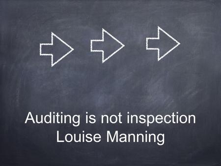 Auditing is not inspection Louise Manning. How long have we been carrying out audits in the food supply chain? What have these audits delivered to the.